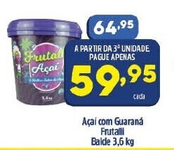 Arena Atacado Acai com Guarana Frutalli balde 3.6kg oferta