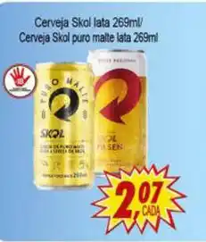 Kaçula Supermercados Cerveja Skol Lata 269ml/ Cerveja Skol puro malte lata 269ml oferta
