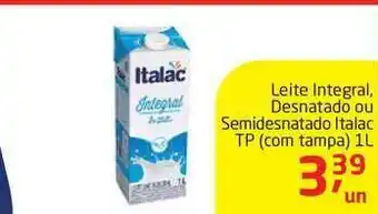 Tenda Atacado Leite Integral Desnatado Ou Semidesnatado Italac Tp 1L oferta