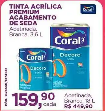 Telhanorte Tinta Acrílica Premiu Acabamento De Seda Coral 3.6L oferta