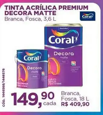 Telhanorte Tinta Acrílica Premium Docora Matte Coral 3.6L oferta