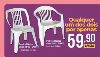 Cadeira plástica bistrô citrino poltrona plástica green gold