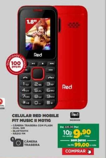 Móveis Simonetti Celular red mobile fit music ii mo11g oferta