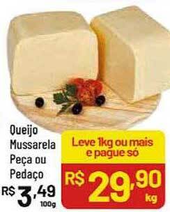 Supermercados Goes Queijo mussarela peça ou pedaço oferta