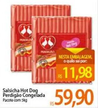 Atacadão Salsicha Hot Dog Perdigao Congelada 5kg oferta