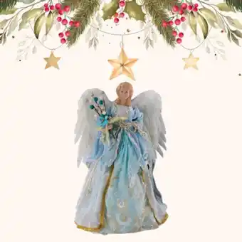 Anjo natalino em poliéster 40cm azul bt01174 dcasa