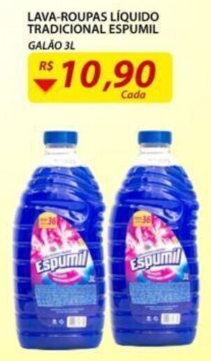 Assaí Atacadista Lava roupas Liquido Tradicional Espumil 3L oferta