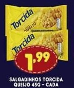 Supermercados Cristal Salgadinhos Torcida Queijo 45g cada oferta