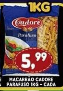 Supermercados Cristal Macarrao Cadore Parafuso 1kg cada oferta