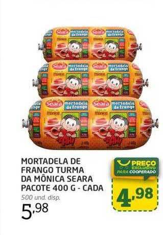 Cooper Mortadela de frango turma da mônica seara oferta