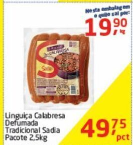 Tenda Atacado Linguiça calabresa sadia 2.5kg oferta