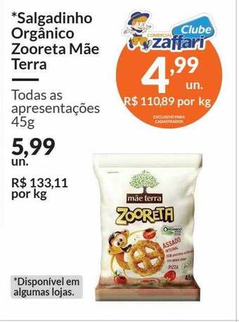 Salgadinho orgânico zooreta mãe terra