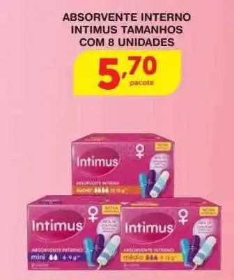 Roldão Absorvente interno intimus tamanhos oferta