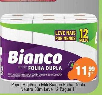 Supermercados Alvorada Papel higiênico mili bianco folha dupla neutro leve 12 pague 11 oferta