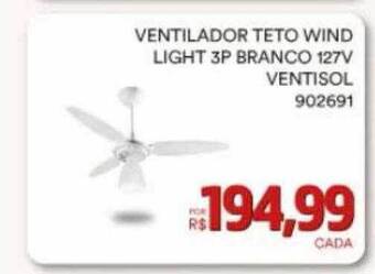 Conibase Ventilador teto wind light 3p branco 127v ventisol oferta