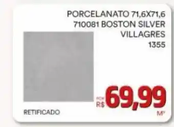Porcelanto 71.6x71.6 boston silver villagres