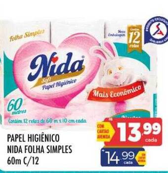 Supermercados Avenida Papel higiênico nida folha simples oferta