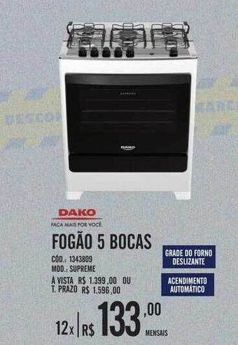 Zema Fogão 5 bocas dako oferta