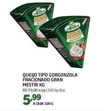 Cooper Queijo tipo gorgonzola fracionado gran mestri kg oferta