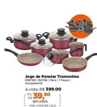 Lojas TaQi Jogo de panelas tramontina oferta