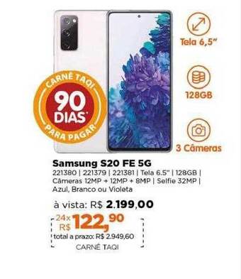 Lojas TaQi Samsung s20 fe 5g oferta