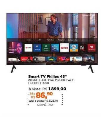 Lojas TaQi Smart tv philips 43 oferta