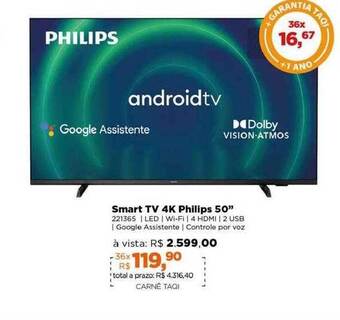 Lojas TaQi Smart tv 4k philips 50 oferta