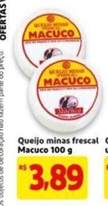 Extra Supermercado Queijo minas frescal Macuco 100g oferta