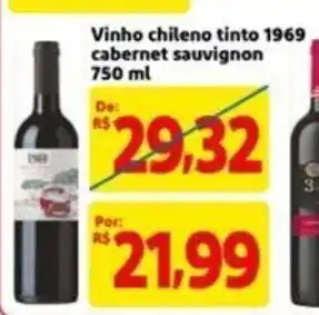 Extra Supermercado Vinho Chileno tinto 1969 cabernet sauvignon 750ml oferta