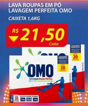 Assaí Atacadista Lava roupas em po lavagem Perfeita Omo 1.6kg oferta
