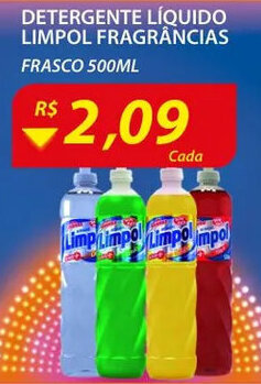 Assaí Atacadista Detergente Liquido Limpol Fragrancias 500ml oferta