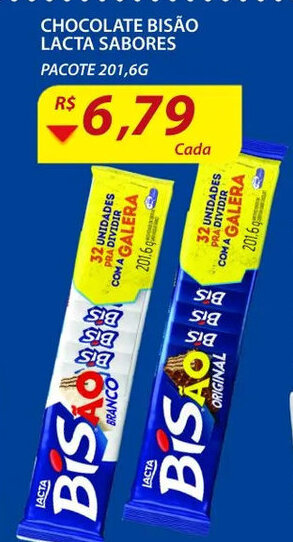 Assaí Atacadista Chocolate Bisao lacta Sabores 201.6g oferta