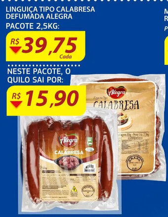 Assaí Atacadista Linguica Tipo calabresa Defumada Alegra 2.5kg oferta