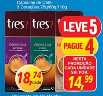 Supermercados Guanabara Capsulas de Cafe 3 Coracoe 75g/80g/110g oferta