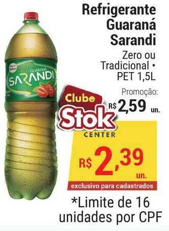 Stok Center Refrigerante Guaraná Sarandi Zero Ou Tradicional 1.5L oferta