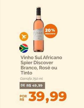 Oba Hortifruti Vinho sul africano spier discover branco rosé ou tinto 20% desconto oferta