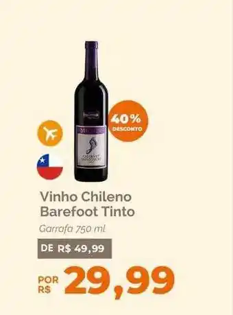 Oba Hortifruti Vinho chileno barefoot tinto 40% desconto oferta