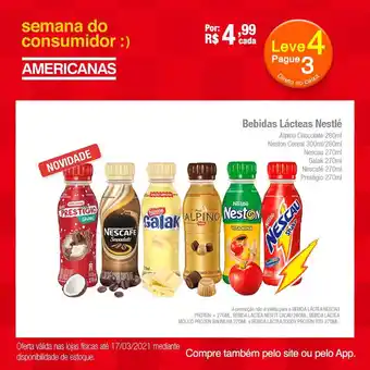 Lojas Americanas Bebidas Lácteas Nestlé Leve 4 Pague 3 oferta