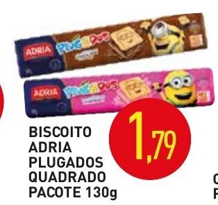 Biscoito Adria Plugados Quadrado 130g