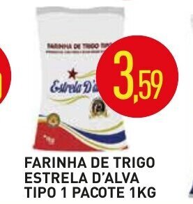 Calvo Atacadista Farinha de Trigo Estrela D'alva Tipo 1 pacote 1kg oferta