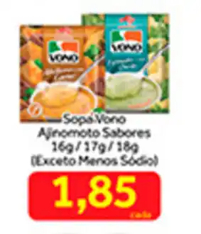 Shibata Supermercados Sopa Vono Ajinomoto Sabores 16g/17g/18g oferta