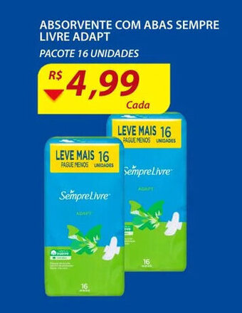 Assaí Atacadista Absorvente com Abas Sempre Livre Adapt 16 unidades oferta