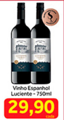 Shibata Supermercados Vinho Espanhol Luciente 750ml oferta