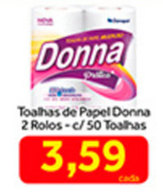 Shibata Supermercados Toalhas de Papel Donna 2 rolos c/50 toalhas oferta