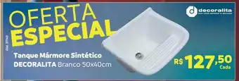 Tanque mármore sintético decoralita branco 50x40cm
