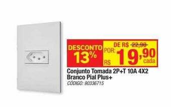 Leroy Merlin Conjunto tomada 2p+t 10a 4x2 branco pial plus+ oferta