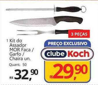 Supermercados Koch Kit do assador mor faca garfo chaira oferta