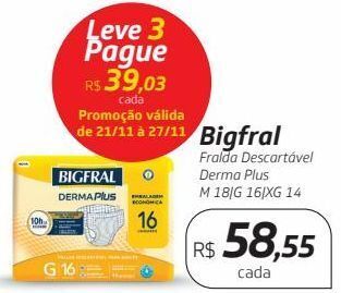 Drogal Bigfral fralda descartável derma plus oferta