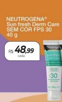 Drogal Neutrogena sun fresh derm care sem cor fps30 40g oferta