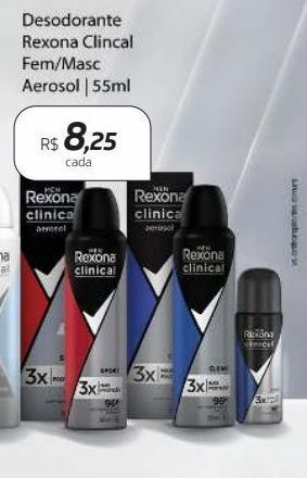 Drogal Desodorante rexona clinical fem/masc aerosol 55ml oferta